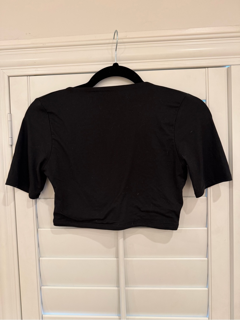 naked wardrobe Black Cropped Short Sleeve Top